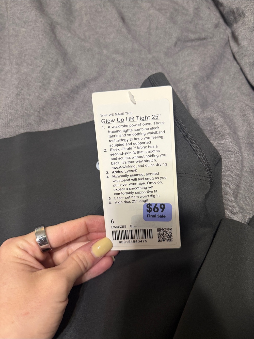 lululemon Glow Up HR Tight 25" in Charcoal Gray - Picture 2 of 3